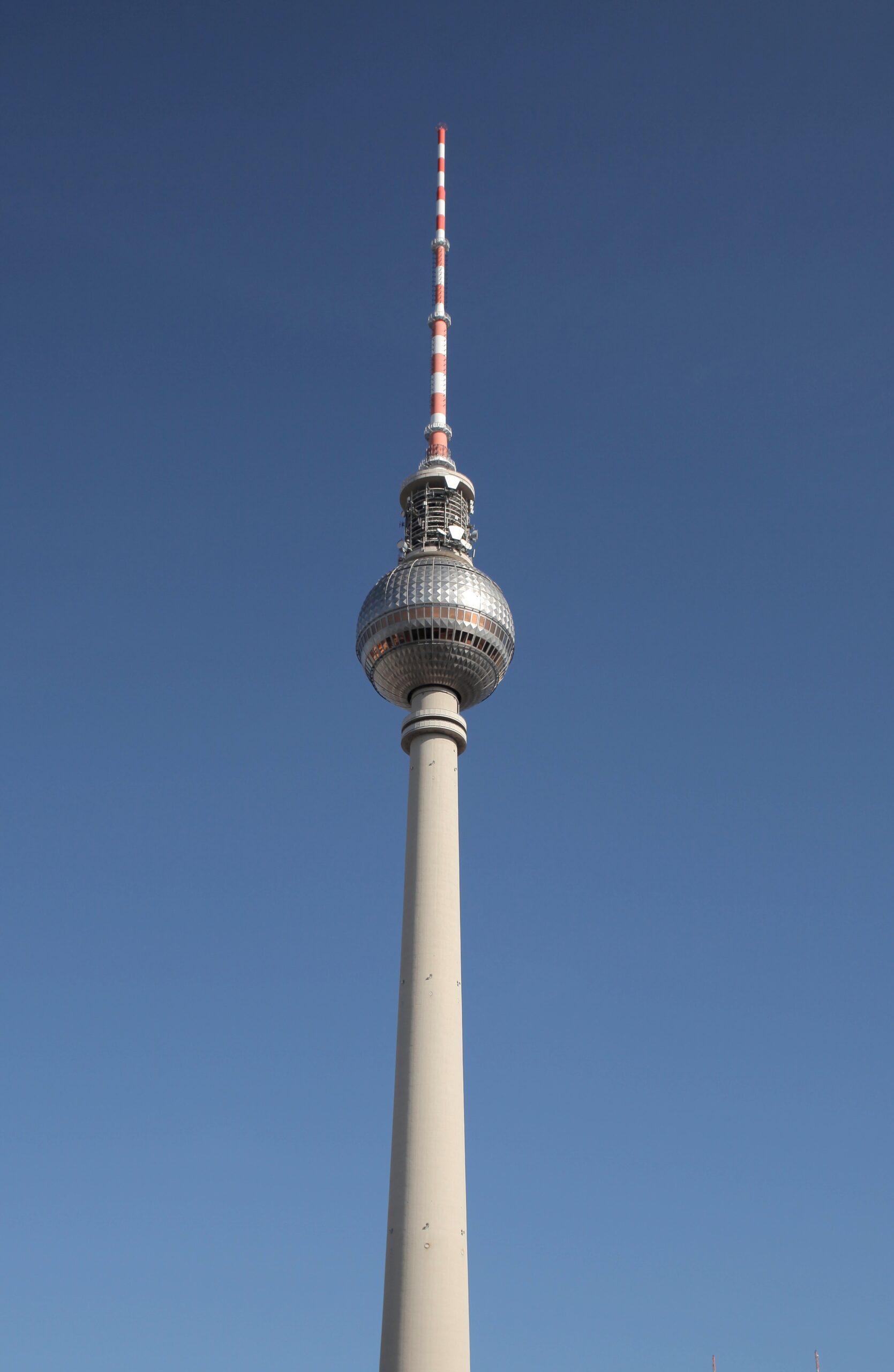 A low angle shot of Berliner Fernsehturm in Berlin, Germany