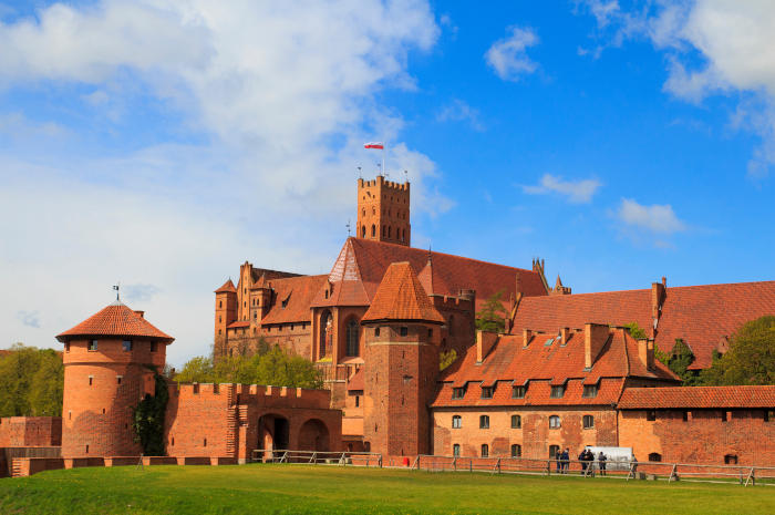 Malbork castle in Pomerania region of Poland. UNESCO World Heritage Site. Teutonic Knights' fortress also known as Marienburg.